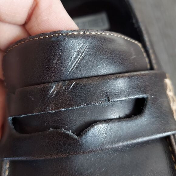  Vintage 90s Arizona Jean Brown Chunky Heel Loafer Shoe Size 7 - Picture 10 of 11